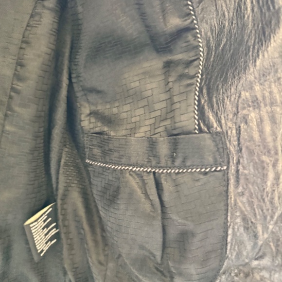 Cole Haan Lambskin Leather Jacket Black Moto Wool Removable Collar M Medium Zip - Picture 10 of 10